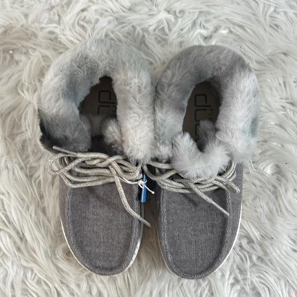 HEY DUDE Sunset Smoke Britt Lace Up Bootie Faux Fur Collar NEW Size Youth K13 - Picture 3 of 14